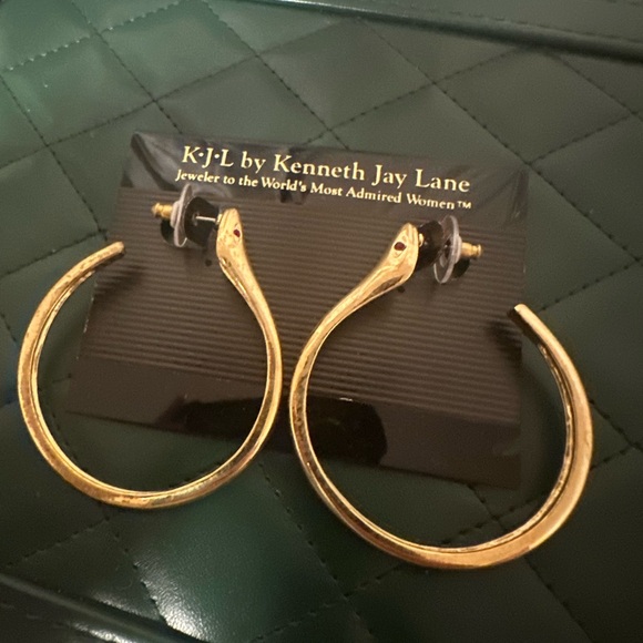 Large Gold Serpent Hoop Earrings - Picture 3 of 3